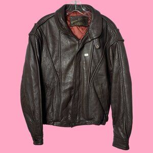 Raffaelo Golden Collection Vtg Leather Jacket With Quilted Lining  Brown Size 38